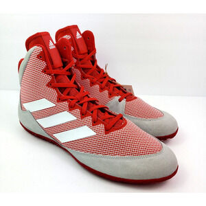 Adidas Mat Wizard 5 Mens Size 13 Red Gray White Athletic Wrestling Shoes FZ5382